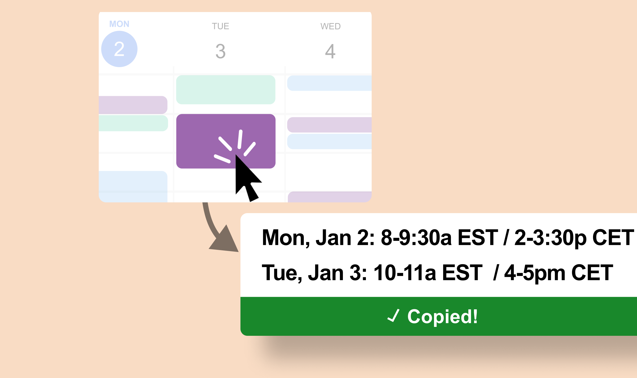 Send meeting times fast with no timezone errors